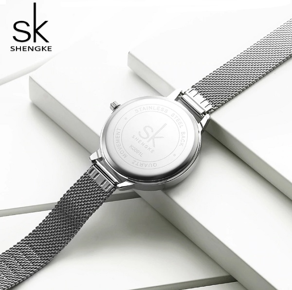 часовник SK SHENGKE К91 moderen damski chasovnik eleganten елегантен дамски часовник вечерно парти дневен тоалет сватба метална верижка регулируема
