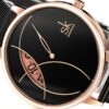 елегантен дамски часовник SK SHENGKE кожена меш каишка just cavalli сребрист корпус розово злато интересен дизайн с кутия циферблат K91 www.lulu.bg