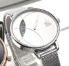 елегантен дамски часовник SK SHENGKE кожена меш каишка just cavalli сребрист корпус розово злато интересен дизайн с кутия циферблат K91 www.lulu.bg