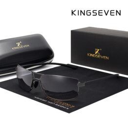 KINGSEVEN N7128 продълговати черна gun grey рамка и стъкла твърд калъф картонена опаковка
