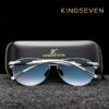 KINGSEVEN N7228 авиаторски слънчеви очила тъмни mirror огледални стъкла поляризирани стъкла UV400 черна рамка модерен дизайн твърд калъф мека кърпичка