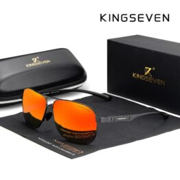 KINGSEVEN N-7188 слънчеви очила тъмни стъкла поляризирани стъкла UV400 черна рамка модерен дизайн твърд калъф мека кърпичка